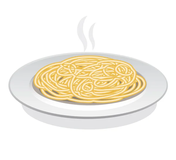 Illustration Der Italienischen Spaghetti Auf Dem Teller — Stockvektor