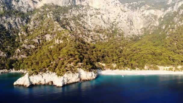 Vista Aérea Salpicaduras Olas Marinas Playa — Vídeo de stock