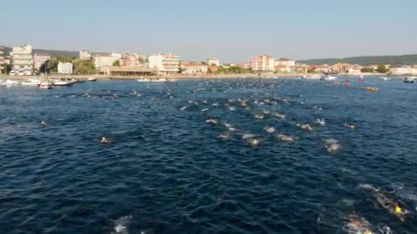 Hellespontos Dardanelles Geçiş Avrupa Asya Arasında Bir Açık Yüzme Olduğunu — Stok video