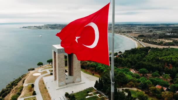 Anakkale Martyrs Memorial Hősi Emlékmű Szolgáltatás 253 000 Török Katonák — Stock videók