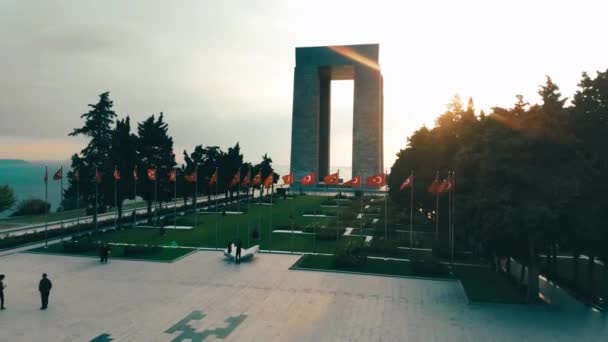 Memorial Los Mártires Anakkale Monumento Guerra Que Conmemora Servicio Unos — Vídeos de Stock