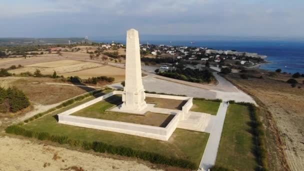 Vista Aérea Helles Memorial Monumento Guerra Commonwealth War Graves Commission — Vídeo de stock