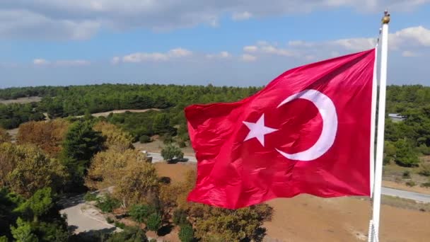 Türkische Flagge Zeitlupe Schwenken — Stockvideo