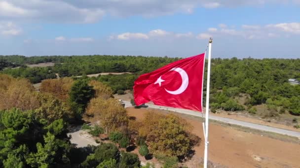 Ondeando Bandera Turca Cámara Lenta — Vídeos de Stock