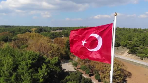 Türkische Flagge Zeitlupe Schwenken — Stockvideo