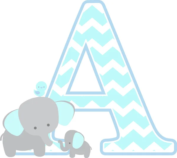 Kezdeti Egy Aranyos Elefánt Elszigetelt Fehér Background Little Baby Elefánt — Stock Vector