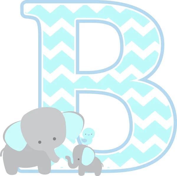 Inicial Con Elefante Lindo Pequeño Elefante Bebé Aislado Sobre Fondo — Vector de stock