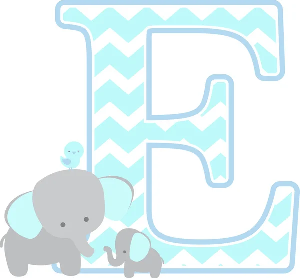 Inicial Con Elefante Lindo Pequeño Elefante Bebé Aislado Sobre Fondo — Vector de stock