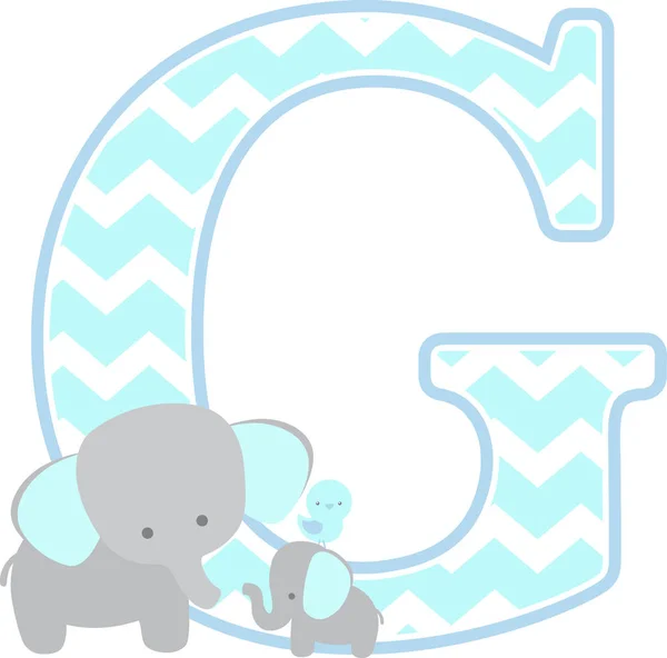 与可爱大象和小婴孩大象隔绝在白色背景 可用于父亲节贺卡 男婴出生通知 苗圃装饰 聚会主题或生日请柬 — 图库矢量图片