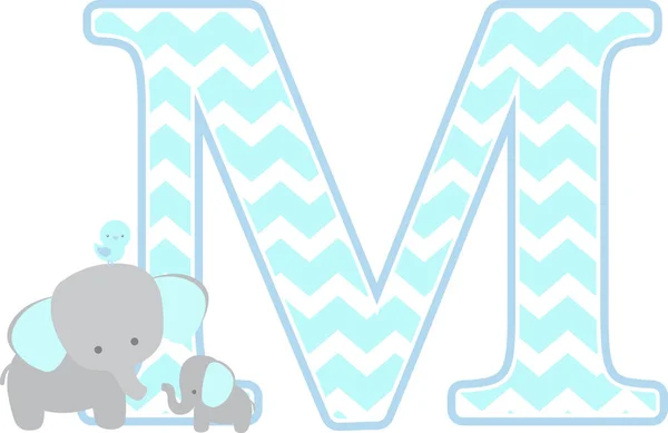 Inicial Con Elefante Lindo Pequeño Elefante Bebé Aislado Sobre Fondo — Vector de stock