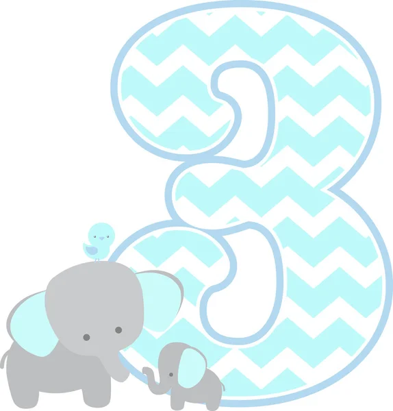 Αριθμός Χαριτωμένο Ελέφαντα Και Μικρό Μωρό Ελέφαντας Απομονώνονται Λευκό Φόντο — Διανυσματικό Αρχείο