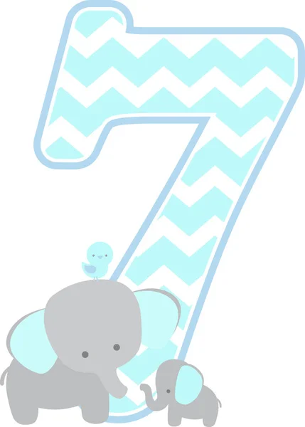 Number Cute Elephant Little Baby Elephant Isolated White Background Can — Stock Vector