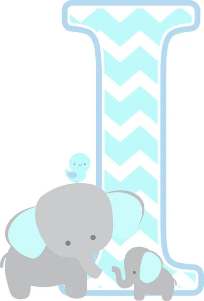 Initial Cute Elephant Little Baby Elephant Isolated White Background Can Royalty Free Stock Illustrations