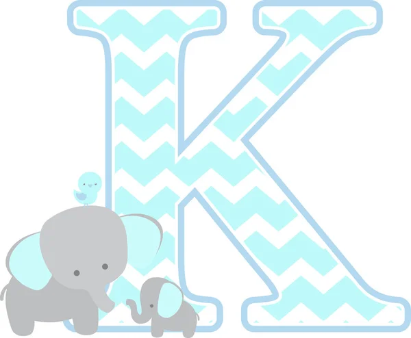 Initial Cute Elephant Little Baby Elephant Isolated White Background Can Stock Illustration