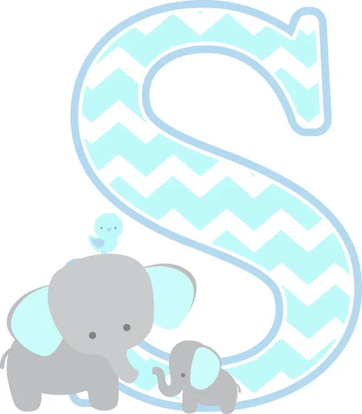 Initial Cute Elephant Little Baby Elephant Isolated White Background Can Royalty Free Stock Vectors