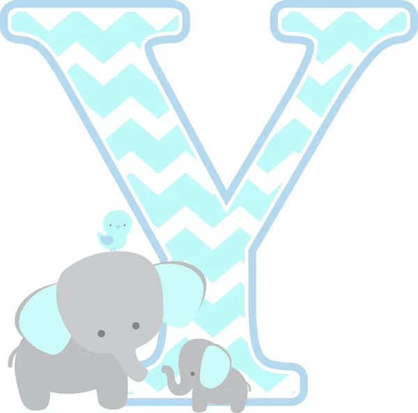 Initial Cute Elephant Little Baby Elephant Isolated White Background Can Royalty Free Stock Illustrations