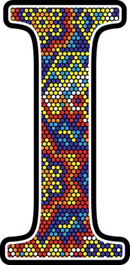 ilk ben renkli noktalar soyut teması ile beyaz arka plan üzerinde izole Meksika huichol sanat tarzı ile