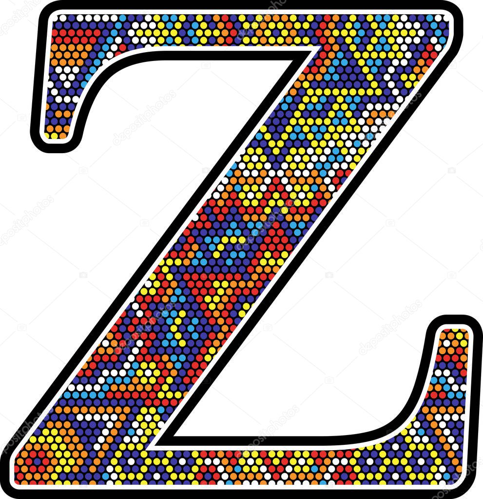 initial z with colorful dots abstract design with mexican huichol art style 
