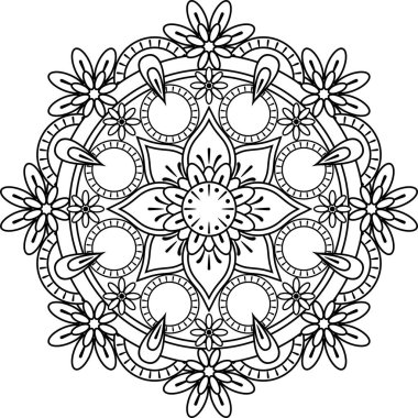 beyaz arka plan üzerinde izole boyama için vektör mandala tasarım