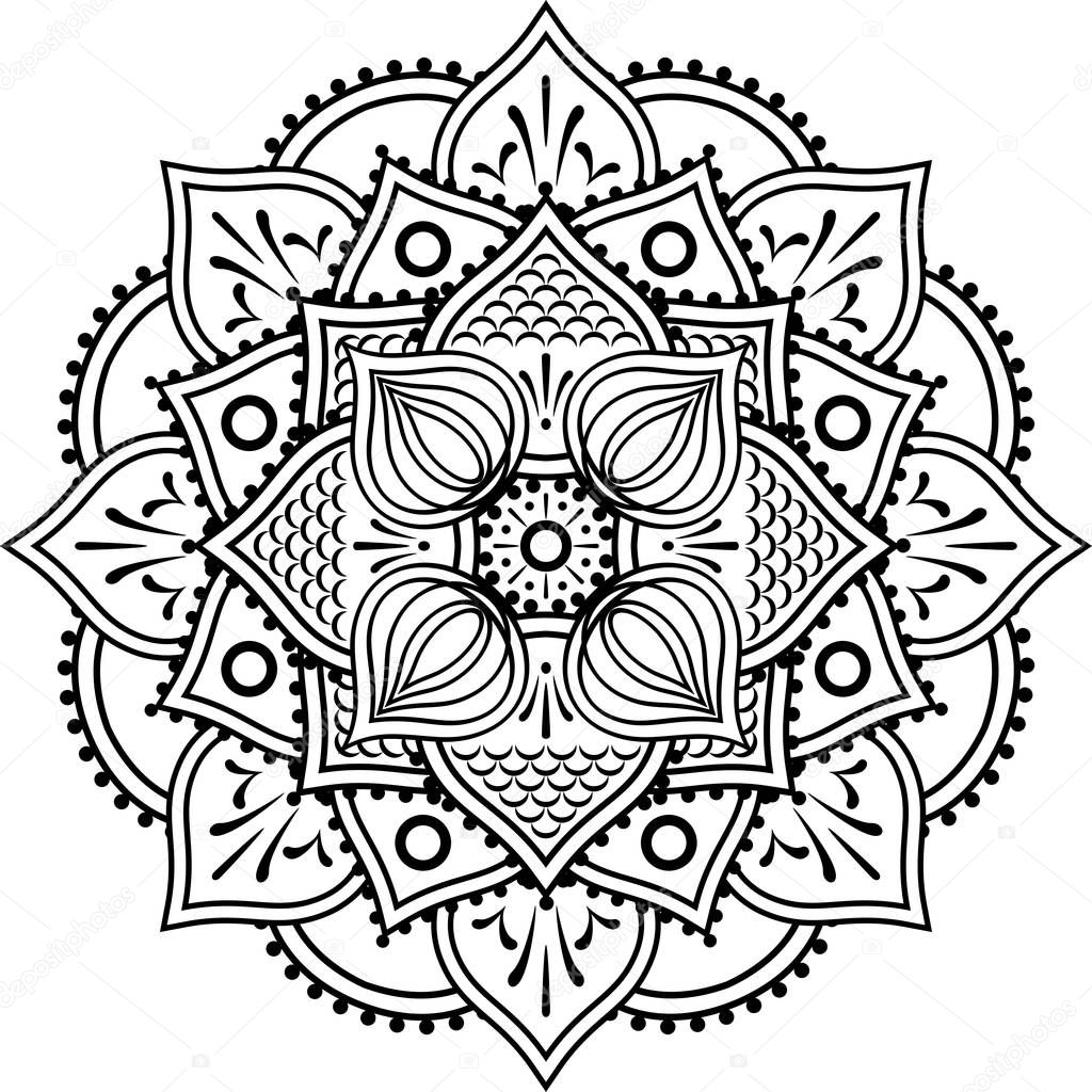 vector mandala design for coloring isolated on white background