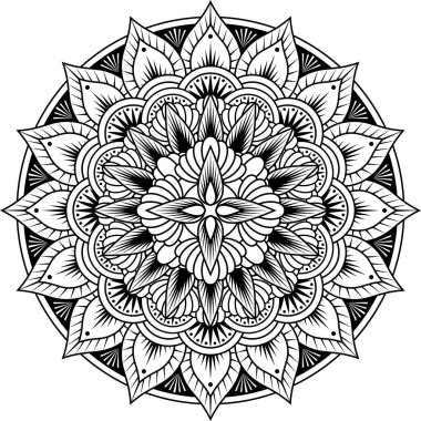 beyaz arka plan üzerinde izole soyut ve geometrik tasarım öğeleri ile boyama için vektör mandala sanat