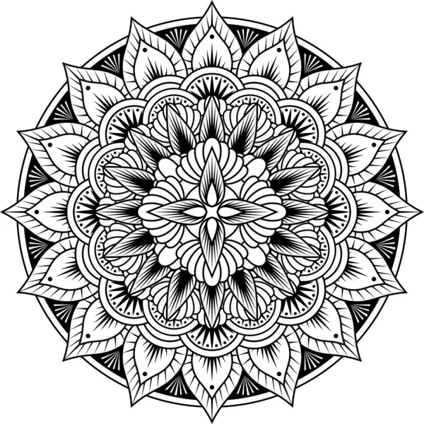 Vector Mandala Art Coloring Abstract Geometric Design Elements Isolated White — Stockvector