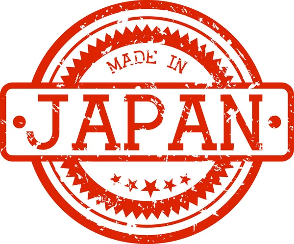 Made Japan Grunge Gumi Pecsét Piros Színnel Izolált Fehér Háttér — Stock Vector