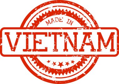 beyaz arka plan üzerinde izole kırmızı renkte vietnam grunge kauçuk damga yapılmış