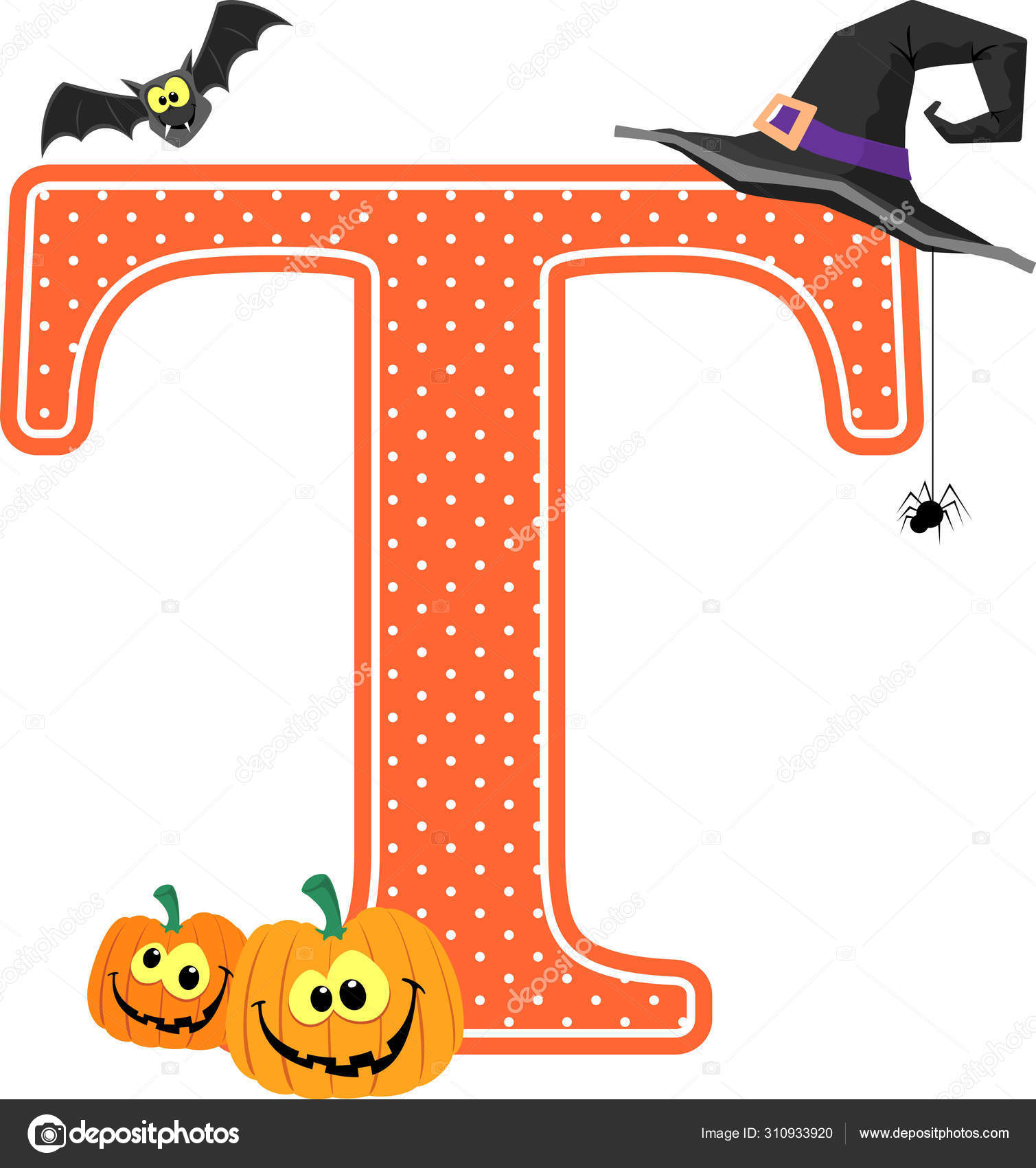 Stor Bokstav Med Smilende Gresskar Halloweens Designelementer Isolert Hvit  Bakgrunn stockvektor © hayaship #310933920, image size:1509x1700