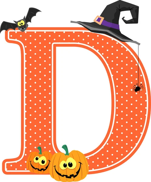 Capital Letter Smiling Pumpkins Halloween Design Elements Isolated White Background — Stock Vector