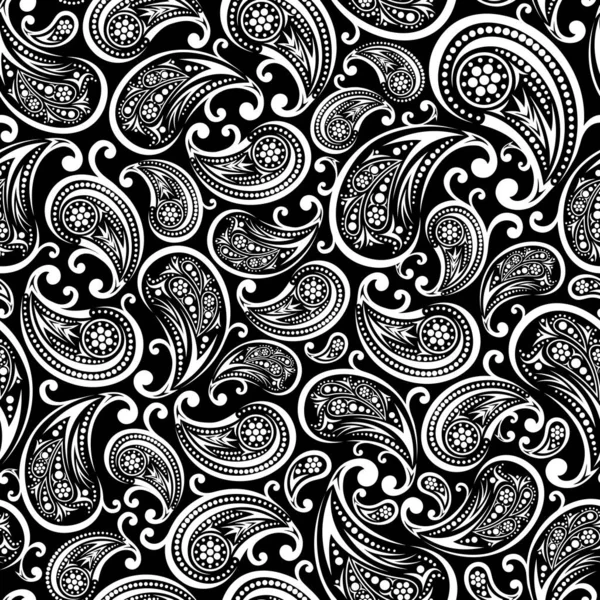 Ilustración Patrón Sin Costura Paisley Blanco Negro Puede Ser Embaldosado — Vector de stock