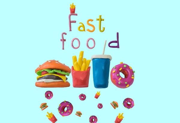 Fast Food Bakgrund Från Plastilina Stockfoto