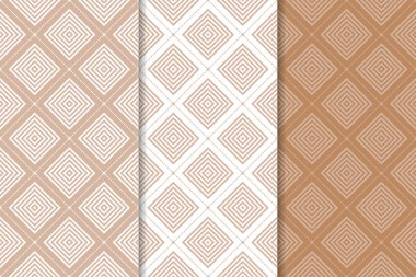 Geometrik süsler kümesi. Kahverengi ve beyaz Dikişsiz desen web, Tekstil ve duvar kağıtları için