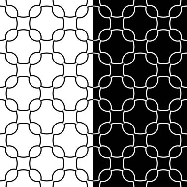 Siyah ve beyaz geometrik süsler. Web, Tekstil ve duvar kağıtları için dikişsiz desen seti