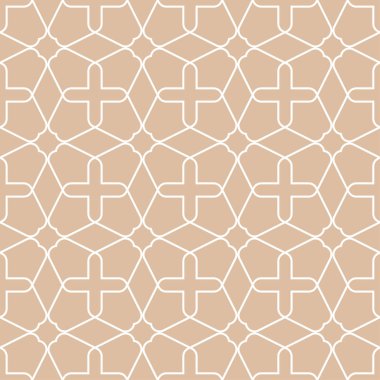 Bej ve beyaz geometrik süsleme. Web, Tekstil ve duvar kağıtları için seamless modeli