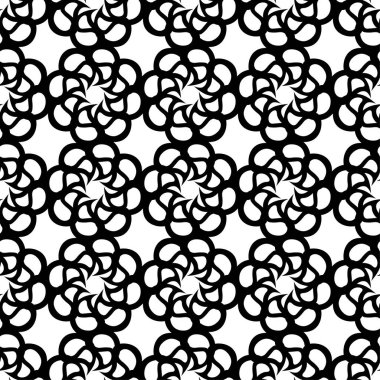 Beyaz arka planda siyah çiçek süsleme. Tekstil ve duvar kağıtları için seamless modeli