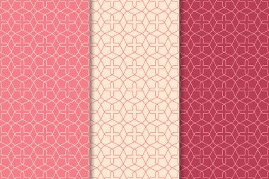 Kiraz kırmızısı geometrik süsler. Web, Tekstil ve duvar kağıtları için dikey Dikişsiz desen seti