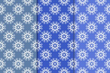 Çiçek süsler kümesi. Mavi dikey Dikişsiz desen. Duvar kağıdı arka plan