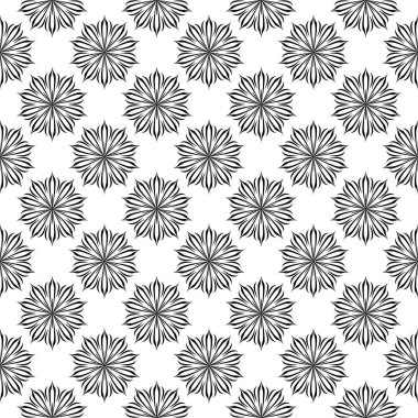 Beyaz arka planda siyah çiçek tasarım. Tekstil ve duvar kağıtları için seamless modeli