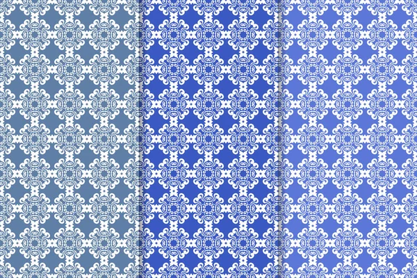 Ornamentos Florais Azuis Conjunto Padrões Sem Costura Verticais Para Papéis — Vetor de Stock