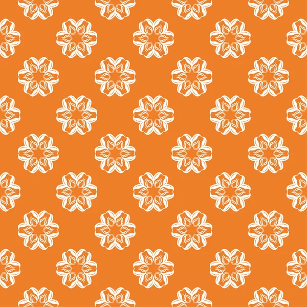 Turuncu zemin üzerine beyaz çiçek süsleme. Tekstil ve duvar kağıtları için seamless modeli