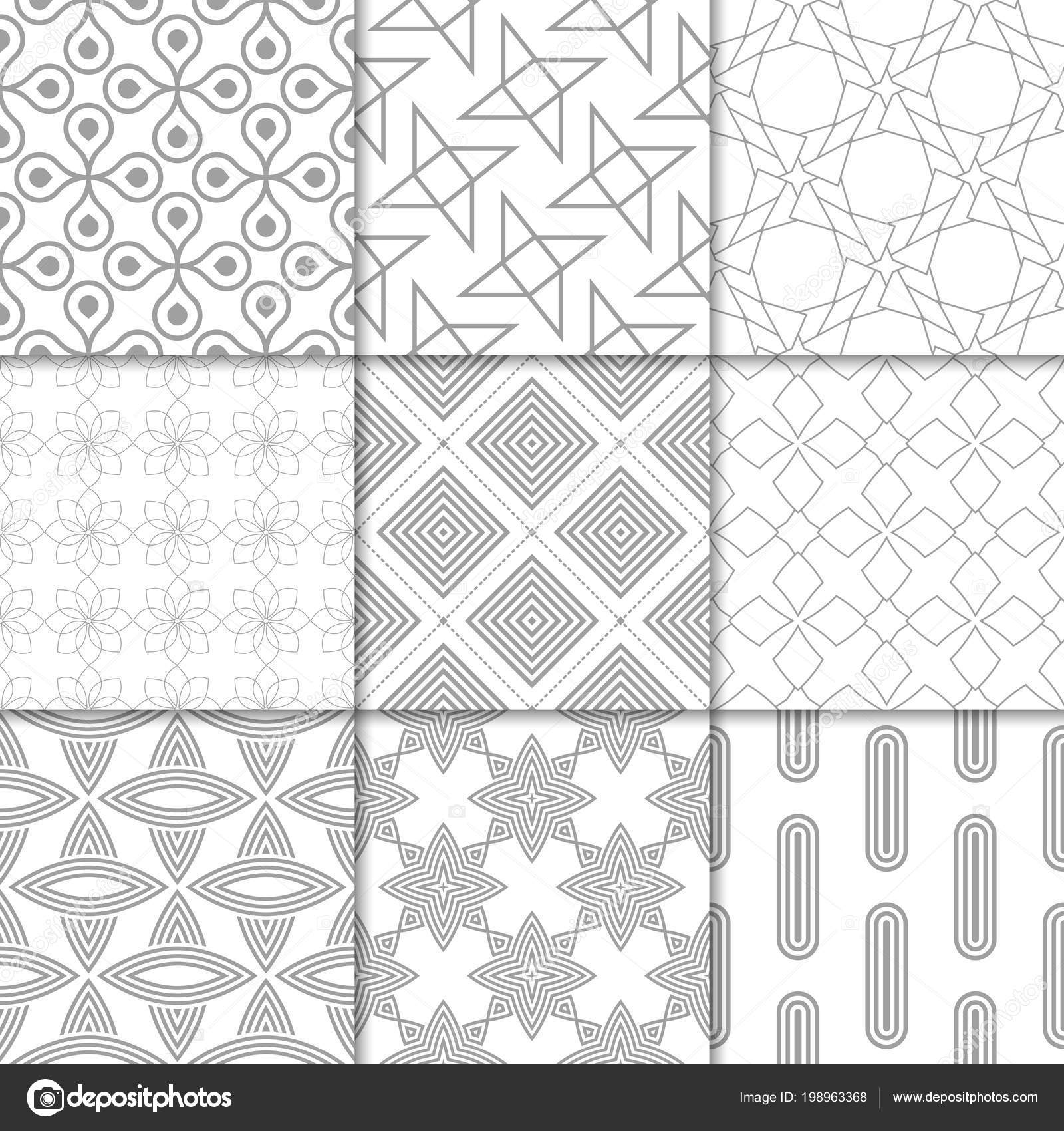 Light Gray Geometric Ornaments Collection Neutral Seamless Patterns Web Textile Light Gray Geometric Ornaments Collection Neutral Seamless Patterns Web Textile