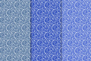 Çiçek süsler kümesi. Mavi dikey Dikişsiz desen. Duvar kağıdı arka plan