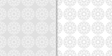 Işık gri çiçek süsler. Tekstil ve duvar kağıtları için dikişsiz desen seti