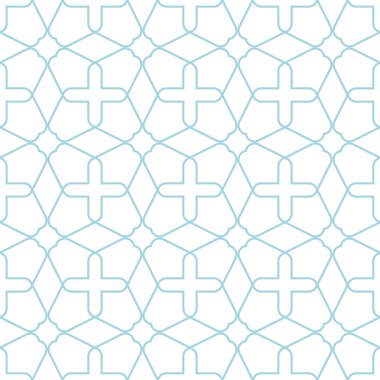 Beyaz ve mavi geometrik süsleme. Web, Tekstil ve duvar kağıtları için seamless modeli