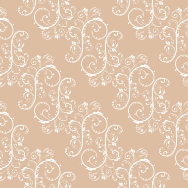 Bej ve beyaz çiçek süsleme. Tekstil ve duvar kağıtları için seamless modeli
