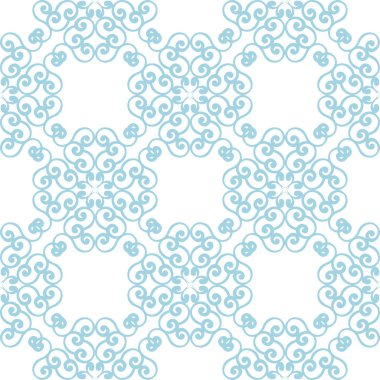 Hafif mavi ve beyaz çiçek süsleme. Tekstil ve duvar kağıtları için seamless modeli