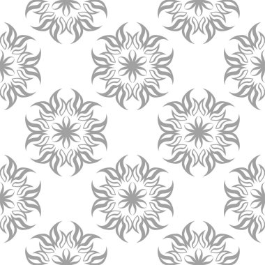 Beyaz ışık gri çiçek süsleme. Tekstil ve duvar kağıtları için seamless modeli