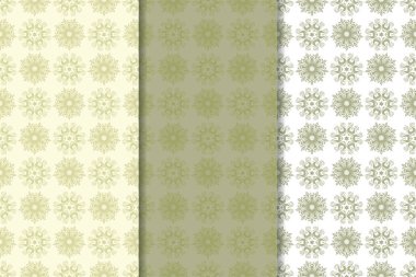 Zeytin yeşili çiçek arka planlar. Tekstil ve duvar kağıtları için dikişsiz desen seti