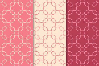 Kiraz kırmızısı geometrik süsler. Web, Tekstil ve duvar kağıtları için dikey Dikişsiz desen seti